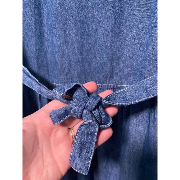 Vintage Stonybrook Women's Blue Denim Floral Button Dress with Tie Size‎ Small - Picture 6 of 10